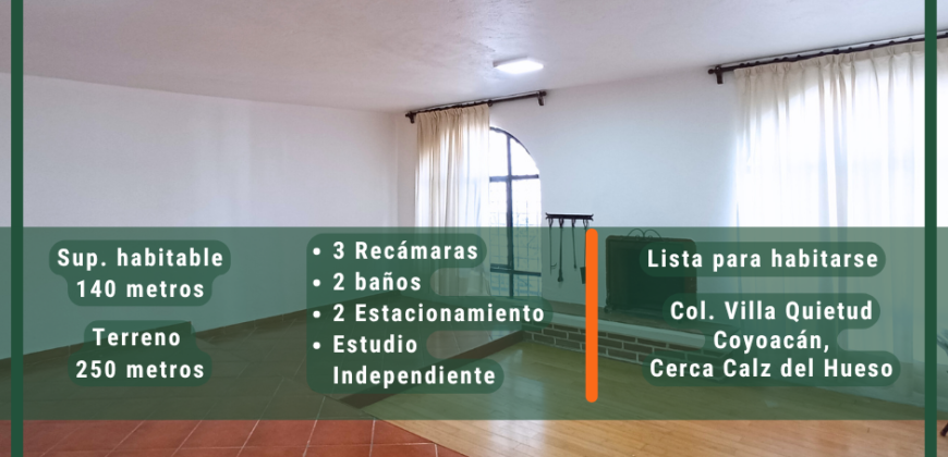 Casa de un nivel en Villa Quietud Coyoacán CDMX